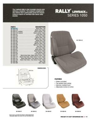 ProCar by SCAT - Rally 1050 Series Reclining Lowback Seat -Beige Vinyl- Pair - Image 3