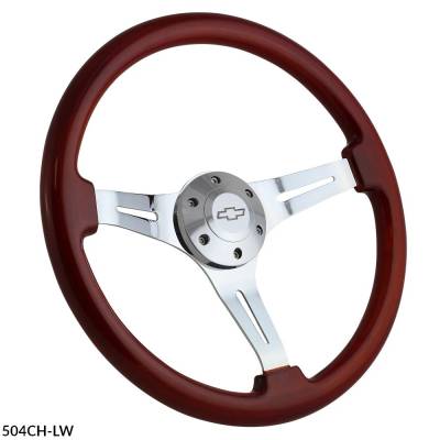 15" Mahogany & Chrome Classic Steering Wheel - Full Install Kit