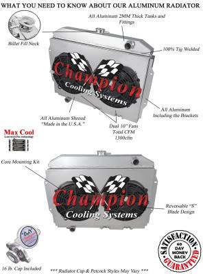Champion Cooling Systems - Champion 4 Row Aluminum Radiator Combo for 1967 - 1974 AMC Various Models CC407 - Image 3