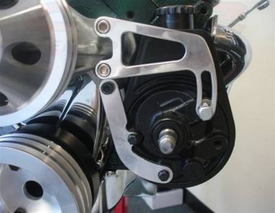 CFR - Power Steering Bracket Set for Chevy Small Block w/Long Water Pump Black Billet Aluminum - Image 2