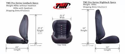 TMI Products - TMI Pro Series Sport XR Low Back Bucket Seats with Headrests for Mustang - Image 5
