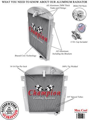 Champion Cooling Systems - 1937 Chevy Pick Up Truck w/Inline Six Champion Three Row Radiator CC3738 - Image 2