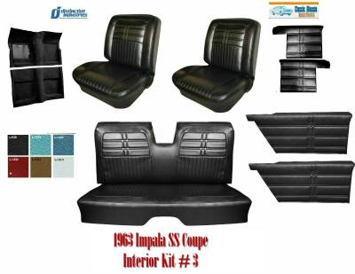Impala Upholstery - Interior Kits - Distinctive Industries - 1963 Impala Coupe SS Seat Upholstery, Carpet & Panel Package 3