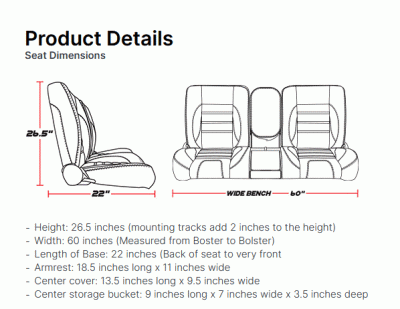 Deluxe Bench Seat Specs
