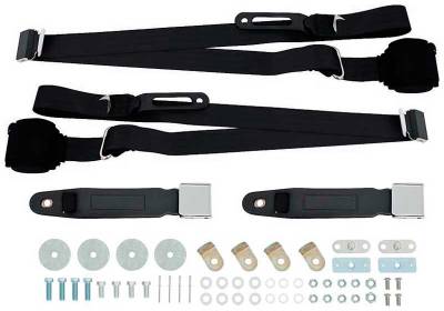 Interior Accessories - Seat Belts - OER - 1964-75 GM Models Bucket Seats 3-Point Seat Belts - Black