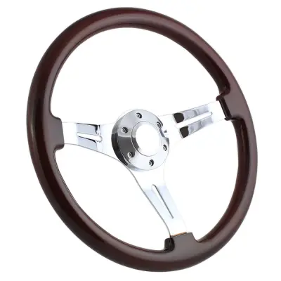 Forever Sharp - 15" Mahogany & Chrome Steering Wheel - Split Spoke II - Full Install Kit - Image 3