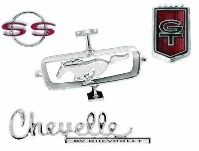 Chrome SS, GT and Mustang badges and emblems